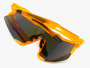 Oversized Retro Sporty Wrap Around Style SUNGLASSES X-Large Neon Orange Frame 7813