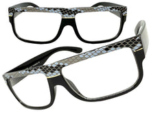 Classic Vintage Retro Hip Hop Rapper Style Clear Lens EYEGLASSES Thick Black Snakeskin Frame 1221