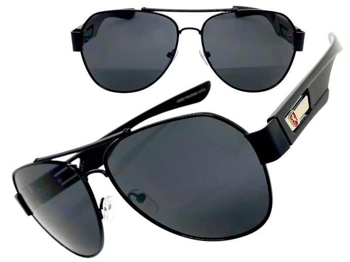 Classic Vintage Retro Aviator Style SUNGLASSES Sleek Black Frame 21037