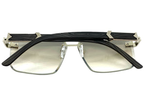 Men's Classy Elegant Luxury Designer Hip Hop Style SUNGLASSES Silver & Wooden Frame 7537