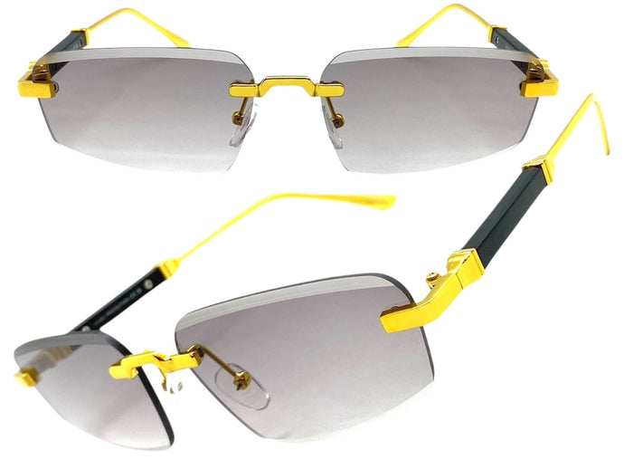 Classy Elegant Luxury Modern Style SUNGLASSES Rimless Gold Frame 5335
