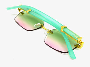 Men's Classy Elegant Luxury Retro Hip Hop Style SUNGLASSES Gold Rimless Frame 7522