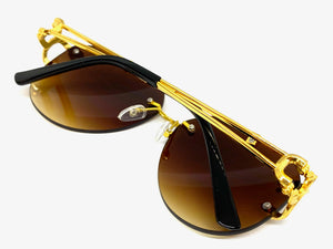 Men's Classy Elegant Luxury Modern Retro Style SUNGLASSES Large Gold Frame 27667