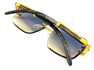 Men's Classy Elegant Luxury Retro Hip Hop Style SUNGLASSES Gold & Faux Wood Frame 5256