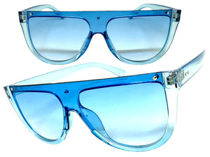 Classy Elegant Modern Rerto Shield Style SUNGLASSES Blue Frame 6515