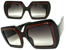 Oversized Exaggerated Vintage Retro Style SUNGLASSES Large Square Black Frame 1351