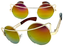 Classic Vintage Retro Steampunk Style SUNGLASSES Round Gold Frame - Gold Lens A137