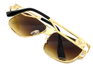 Classic Elegant Luxury Hip Hop Aviator Style SUNGLASSES Gold Frame 7736