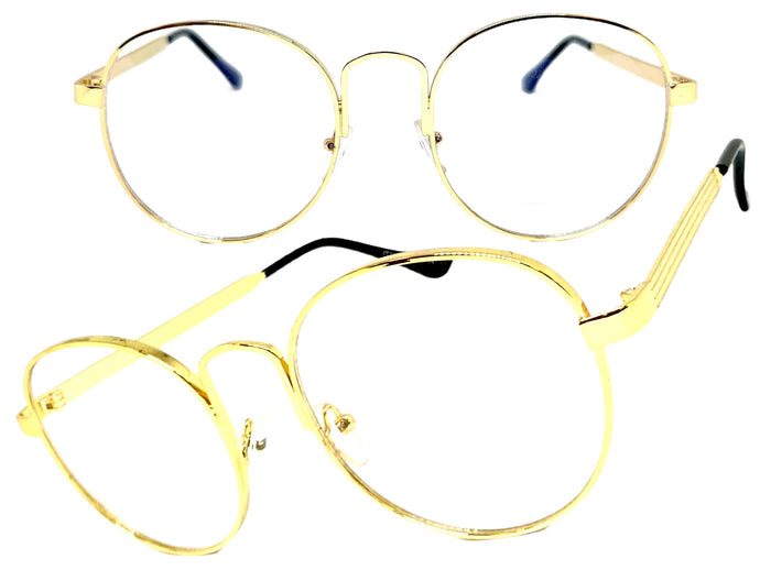 Exaggerated Vintage Retro Style Clear Lens EYEGLASSES Large Oval Gold Frame I116