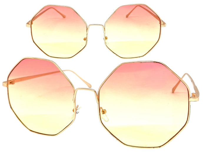 Oversized Exaggerated Vintage Retro Style SUNGLASSES Large Rose Gold Octagon Frame 4150