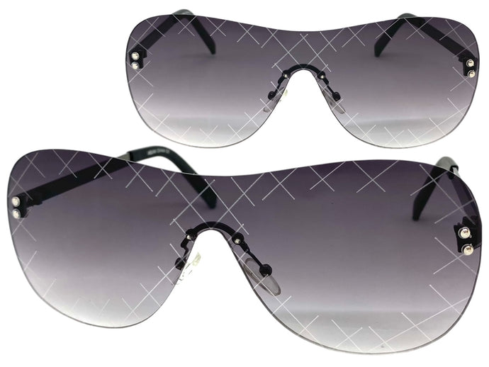 Oversized Contemporary Modern Retro Shield Style SUNGLASSES Flat Gray Lens A246