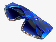 Oversized Vintage Retro Style SUNGLASSES Large Blue Frame 1113