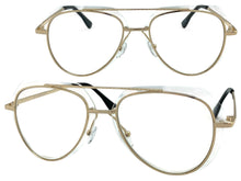 Classic Vintage Retro Aviator Style Clear Lens SUNGLASSES Gold Metal Frame 3375