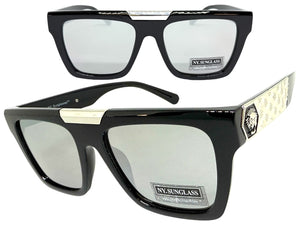 Classic Hardcore Biker Gangster Hip Hop Style SUNGLASSES Black Frame Chrome Lens 5467