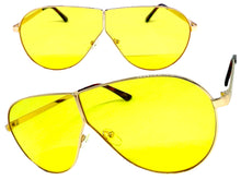 Oversized Modern Retro Shield Style SUNGLASSES Large Rose Gold Frame - Yellow Lens 4617