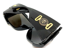 Oversized Modern Retro Wrap Shield Style SUNGLASSES Huge Super Thick Black Frame 1044