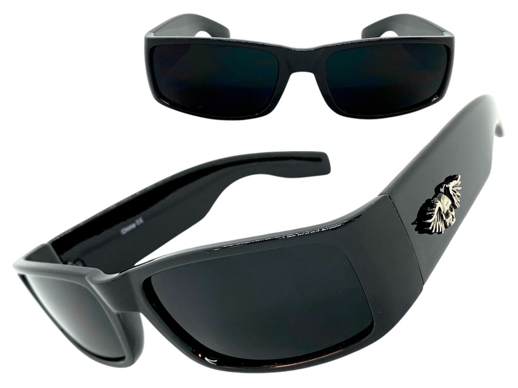 Classic Hardcore Biker Gangster Style SUNGLASSES Black Frame Dark Lens K0038