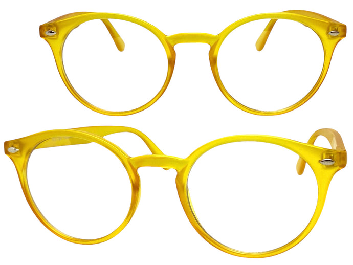 Classic Vintage Retro Style Clear Lens EYEGLASSES Round Yellow Frame 1728