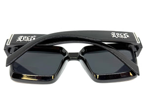 Classic Hardcore Biker Gangster Style LOCS SUNGLASSES Black Frame - Green Lens 91209