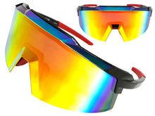 Oversized Retro Sporty Wrap Around Shield Style SUNGLASSES Large Frame - Gold Lens 80963