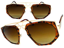 Exaggerated Classic Vintage Retro Style SUNGLASSES Unique Tortoise & Gold Frame 4464