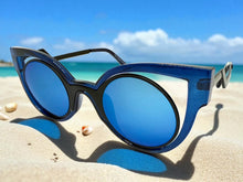 Classic Vintage Retro Cat Eye Style SUNGLASSES Funky Blue Frame 1737