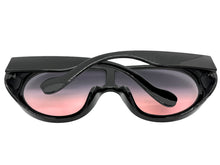 Oversized Exaggerated Vintage Retro Shield Style SUNGLASSES X-Large Black Frame - Gradient Lens 58843