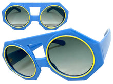 Oversized Exaggerated Vintage Retro Style SUNGLASSES Large Geometric Blue Frame 1335
