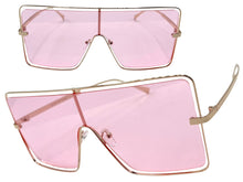 Oversized Futuristic Modern Retro Shield Style SUNGLASSES Large Gold Frame 96177