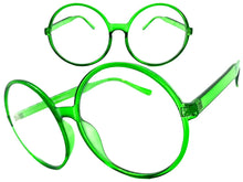 Oversized Vintage Retro Style Clear Lens EYEGLASSES X-Large Round Green Frame 1734
