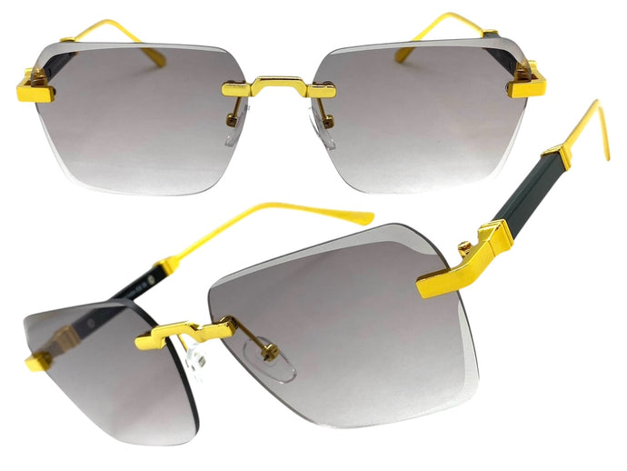 Classy Elegant Luxury Modern Style SUNGLASSES Rimless Gold Frame 5331
