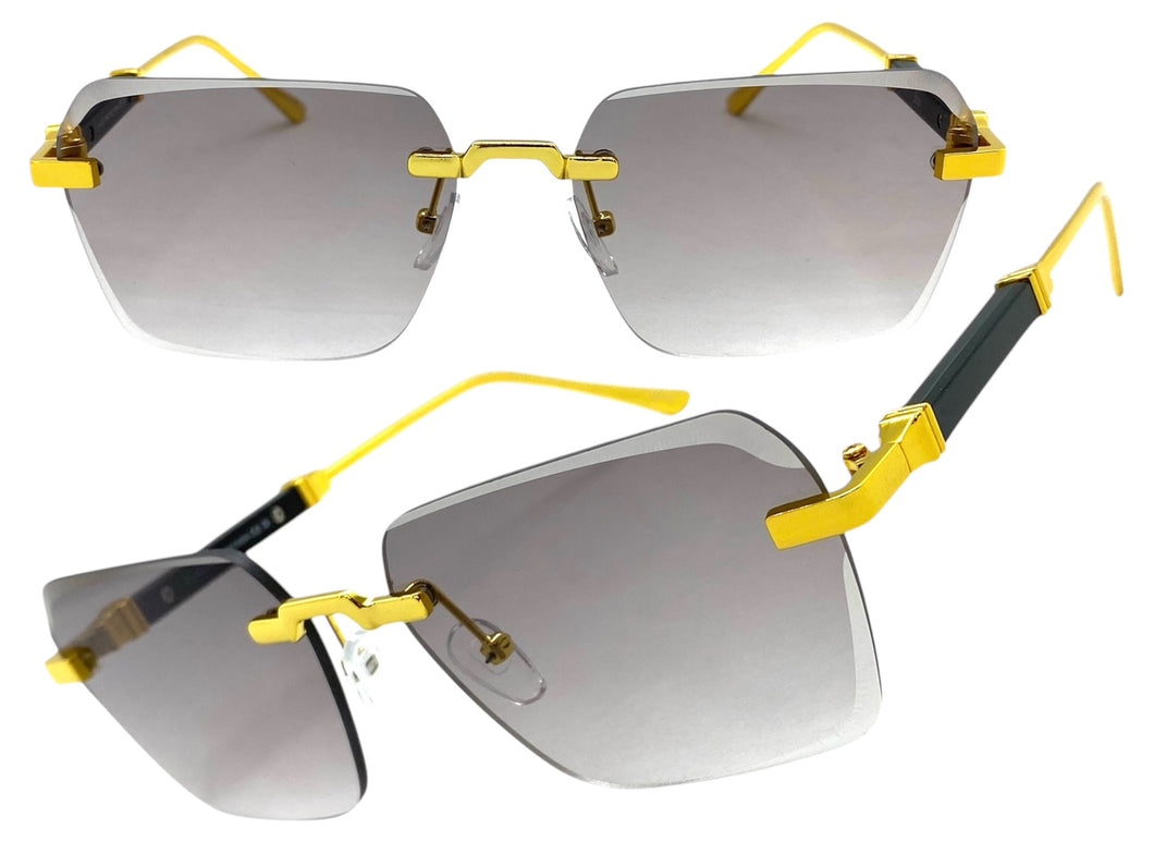 Classy Elegant Luxury Modern Style SUNGLASSES Rimless Gold Frame 5331