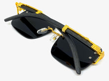 Men's Classy Elegant Luxury Retro Hip Hop Style SUNGLASSES Gold & Dark Wood Frame E0932