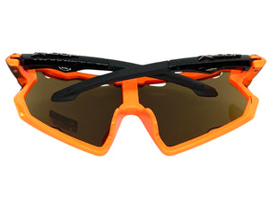 Oversized Retro Sporty Wrap Around Style SUNGLASSES Large Black & Orange Frame 3693