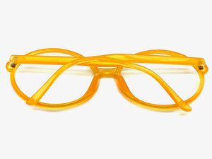 Oversized Vintage Retro Style Clear Lens EYEGLASSES X-Large Round Orange Frame 80828