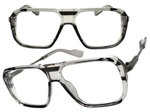 Classic Vintage Retro Hip Hop Rapper Style Clear Lens EYEGLASSES Gray & Gunmetal Frame 76006