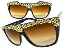 Oversized Classic Vintage Retro Style SUNGLASSES Large Brown Snakeskin Frame 1201