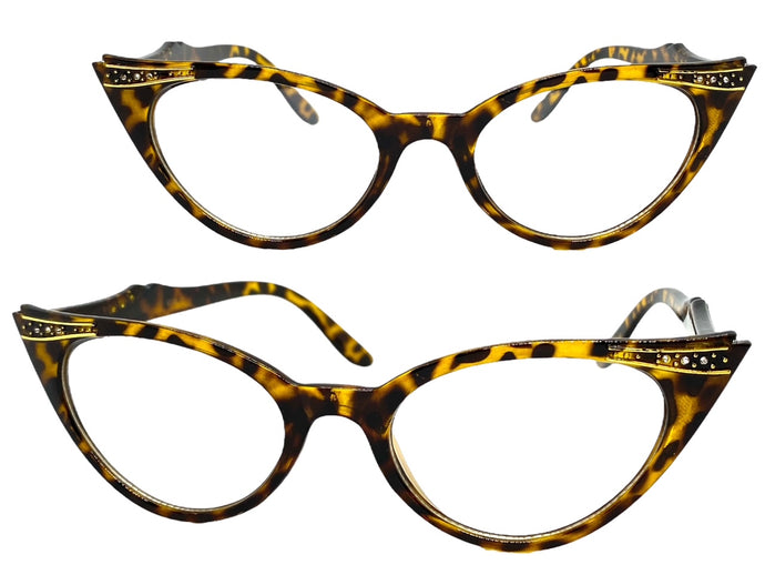 Classic Vintage Retro Cat Eye Style Clear Lens EYEGLASSES Pointy Tortoise Frame KIT400