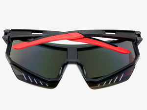 Oversized Retro Sporty Wrap Around Style SUNGLASSES Large Black Frame B0277