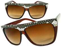 Oversized Classic Vintage Retro Style SUNGLASSES Large Brown Snakeskin Frame 1201