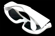 Sleek Modern Futuristic Biker Sporty Wrap SUNGLASSES Thick White Frame 80622