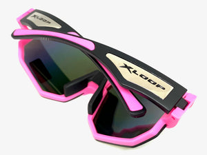 Oversized Sporty Wrap Around Style SUNGLASSES Large Neon Pink Frame 3645