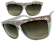 Oversized Classic Vintage Retro Style SUNGLASSES Large Gray Snakeskin Frame 1201