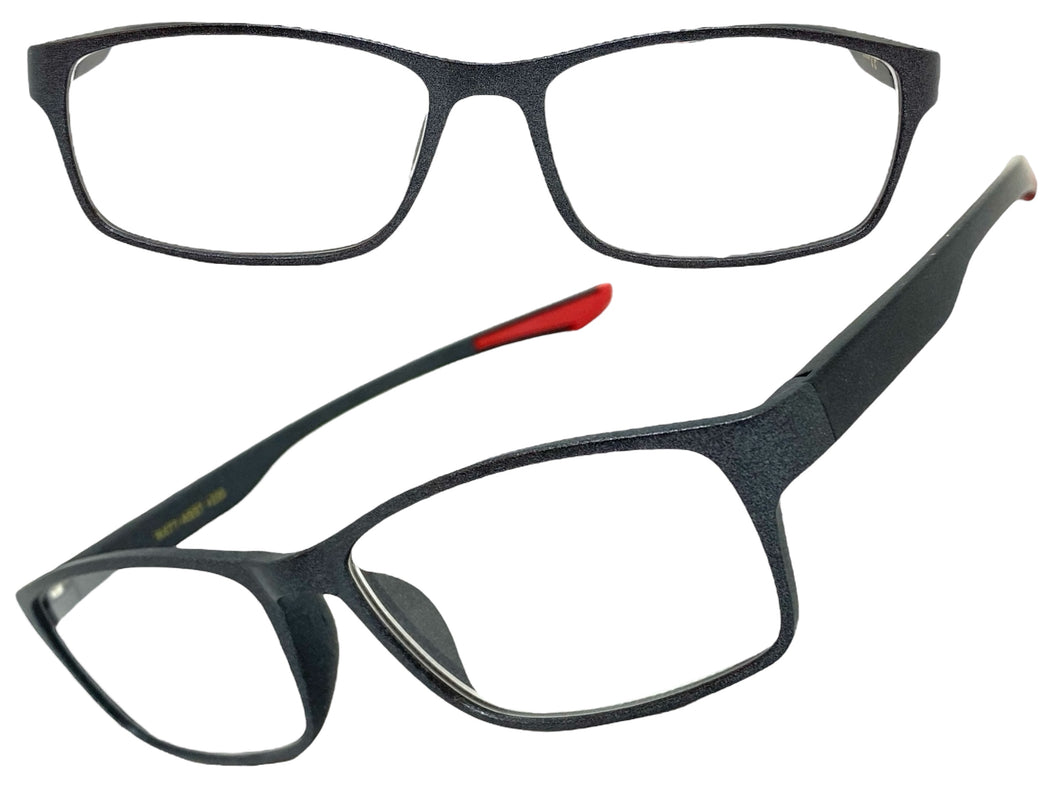 Sleek Contemporary Modern Sporty Style READING GLASSES READERS Gray Frame Lens Strength +1.50