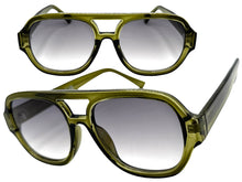Classic Vintage Retro Style SUNGLASSES Large Thick Olive Green Acetate Frame C005