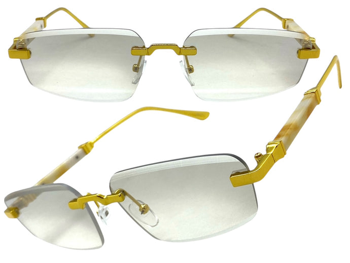 Classy Elegant Luxury Modern Style SUNGLASSES Rimless Gold Frame 5335
