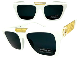 Classic Hardcore Biker Gangster Hip Hop Style SUNGLASSES White Frame Dark Lens 5467
