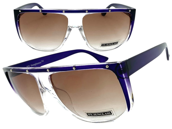Oversized Exaggerated Vintage Retro Style SUNGLASSES Large Square Purple Frame 6672
