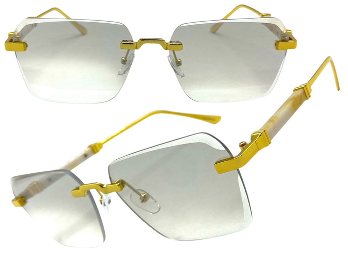 Classy Elegant Luxury Modern Style SUNGLASSES Rimless Gold Frame 5331