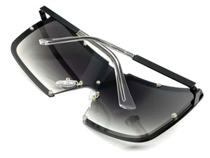 Classy Elegant Luxury Contemorary Modern Shield Wrap Style SUNGLASSES Black Frame 5255